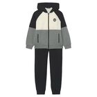 Boys Black, Ivory & Grey Tracksuit, 1, hi-res