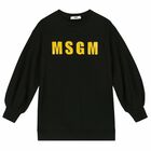 Girls Black Logo Sweatshirt Dress, 1, hi-res