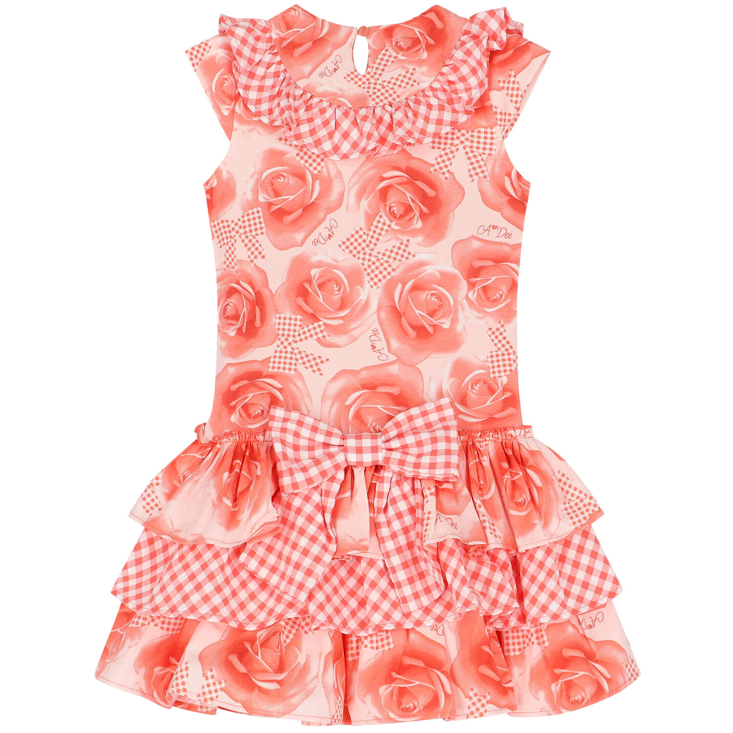 Girls Coral Roses Dress, 1, hi-res image number null