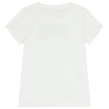 Girls White Teddy Bear Logo T-Shirt