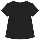 Girls Black Logo T-Shirt, 4, hi-res