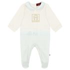 Baby Boys Blue & Ivory Logo Babygrow, 2, hi-res