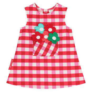 Younger Girls Pink & White Gingham Dress