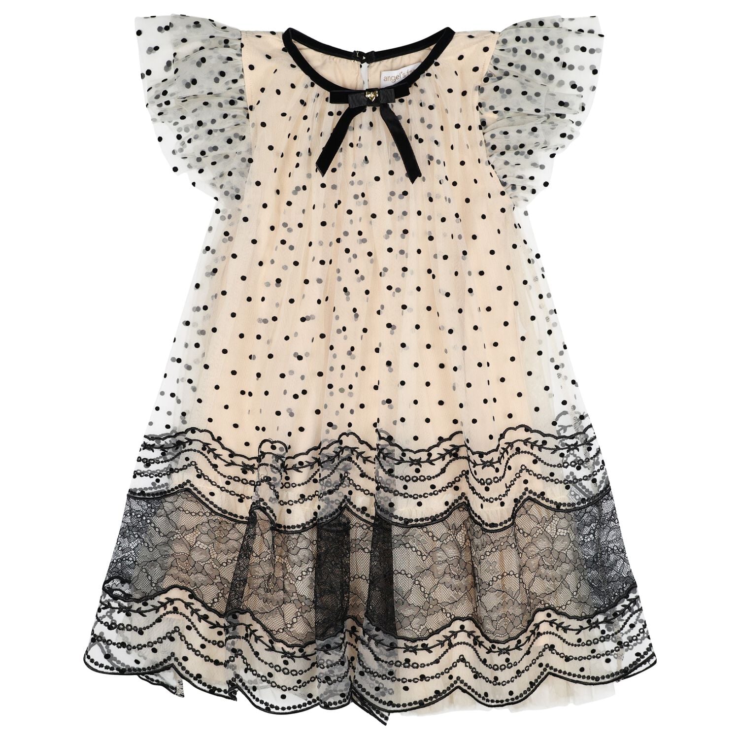 Girls Beige & Black Ivy Tulle Ivy Dress, 1, hi-res