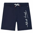 Boys Navy Logo Shorts, 1, hi-res