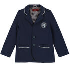 Boys Navy Logo Blazer, 1, hi-res