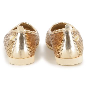 Girls Gold Sequin Ballerina Shoes