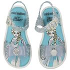 Younger Girls Blue & White Elsa Glitter Jelly Sandals, 1, hi-res