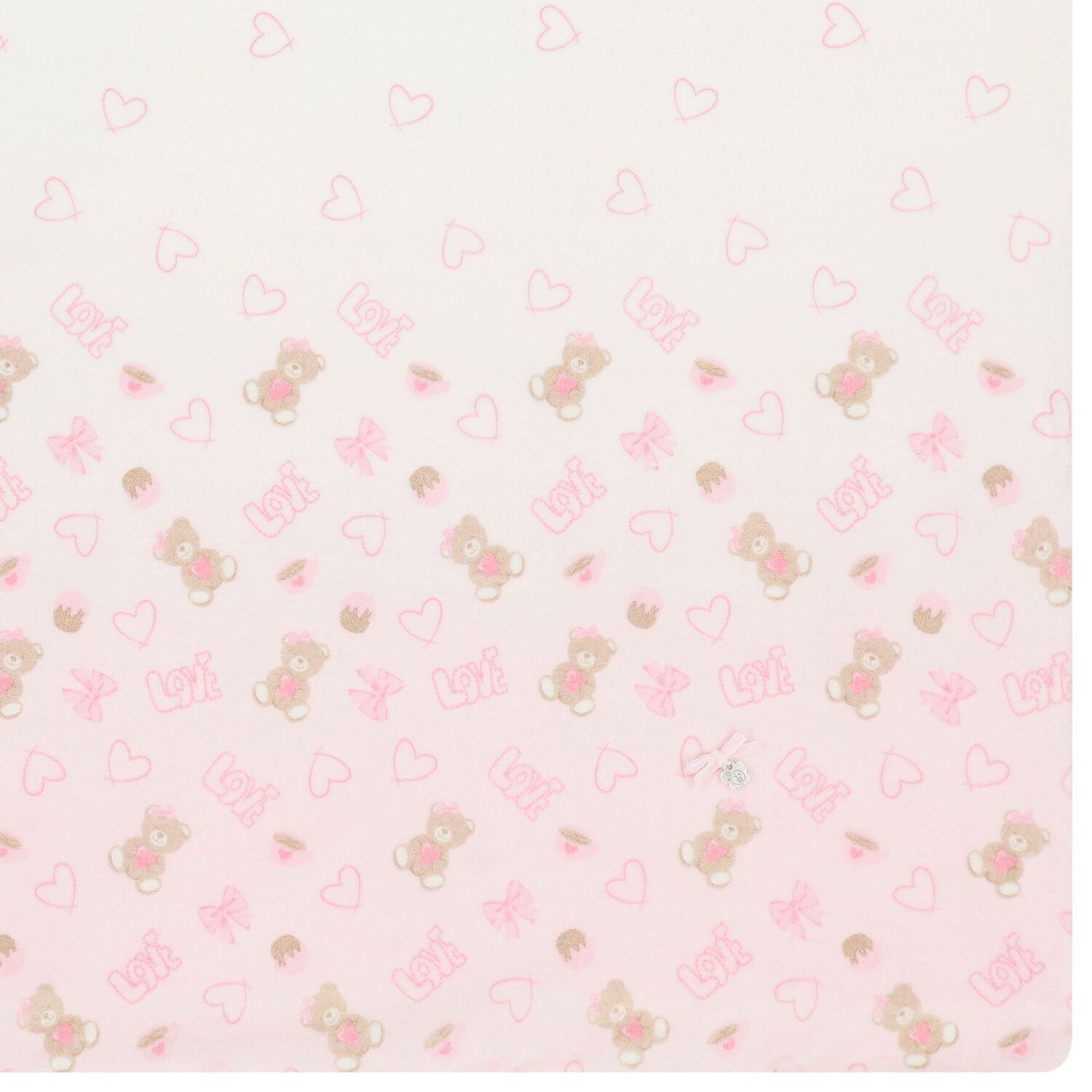 Baby Girls Ivory & Pink Teddy Bear Blanket, 1, hi-res
