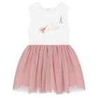 Girls Ivory & Pink Tulle Dress, 1, hi-res