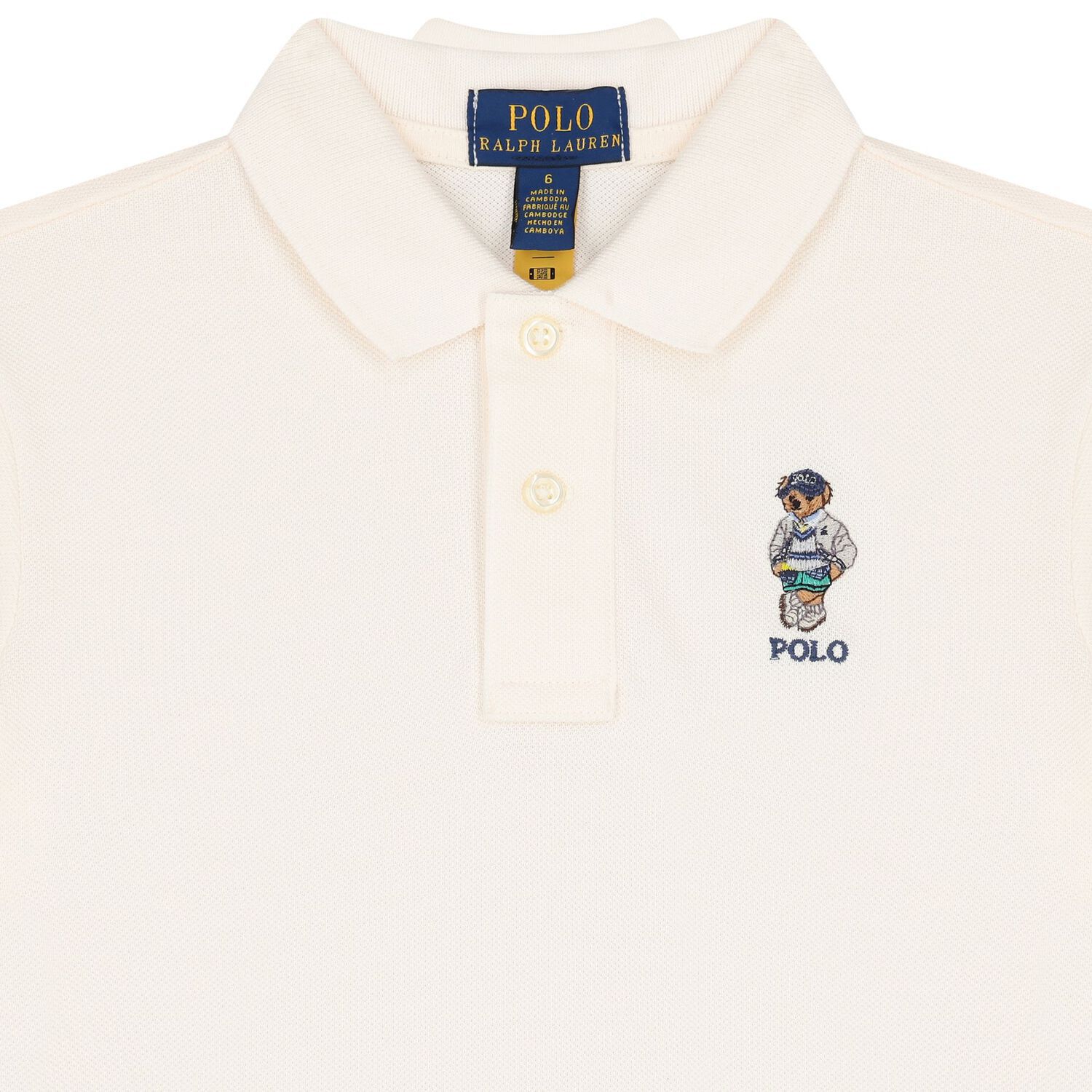 Boys Ivory Piqué Bear Polo Shirt, 1, hi-res