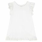 Girls White Cotton Dress, 2, hi-res