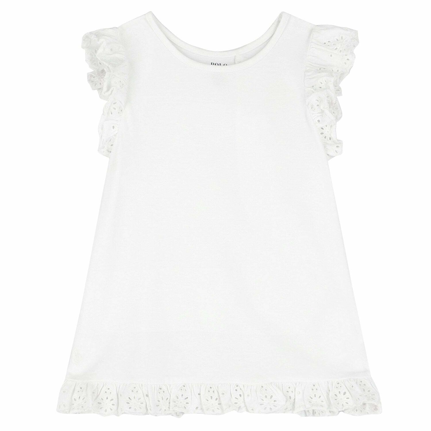 Girls White Cotton Dress, 2, hi-res