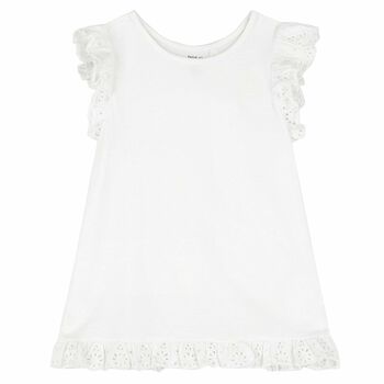 Girls White Cotton Dress