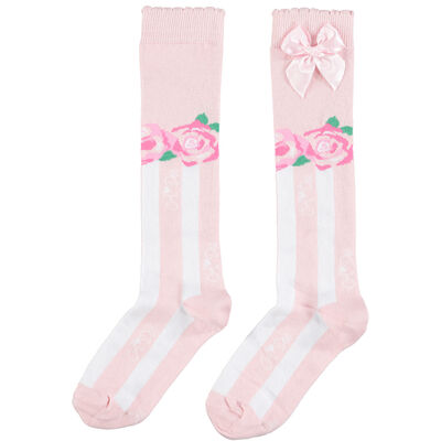 Girls Pink & White Striped Socks