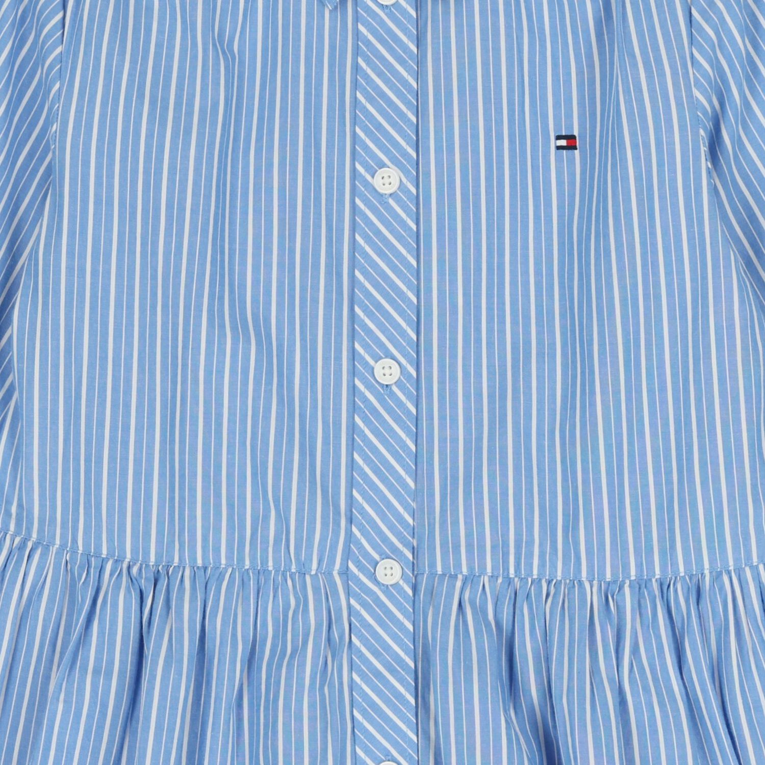 Girls Blue & White Striped Shirt Dress, 1, hi-res