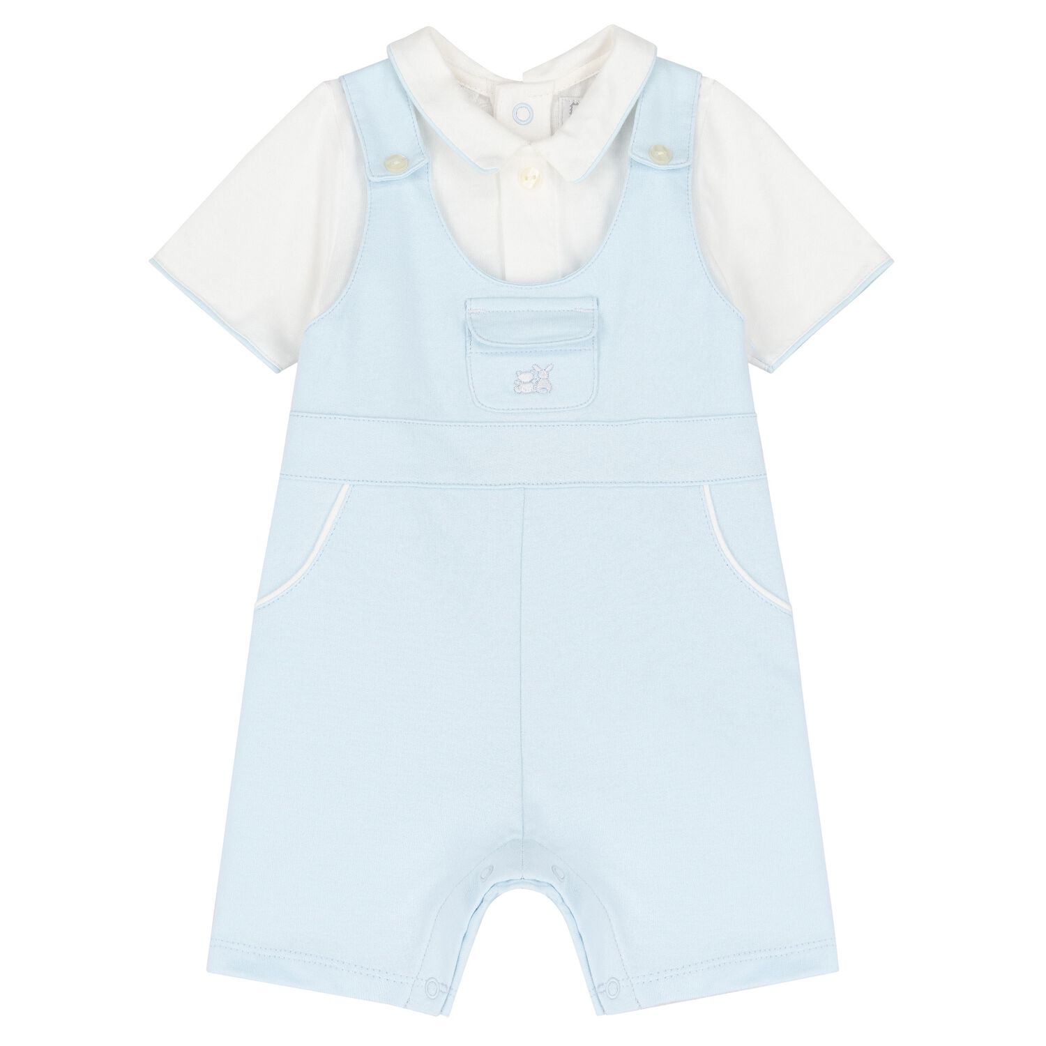 Baby Boys Blue & White Romper, 1, hi-res image number null