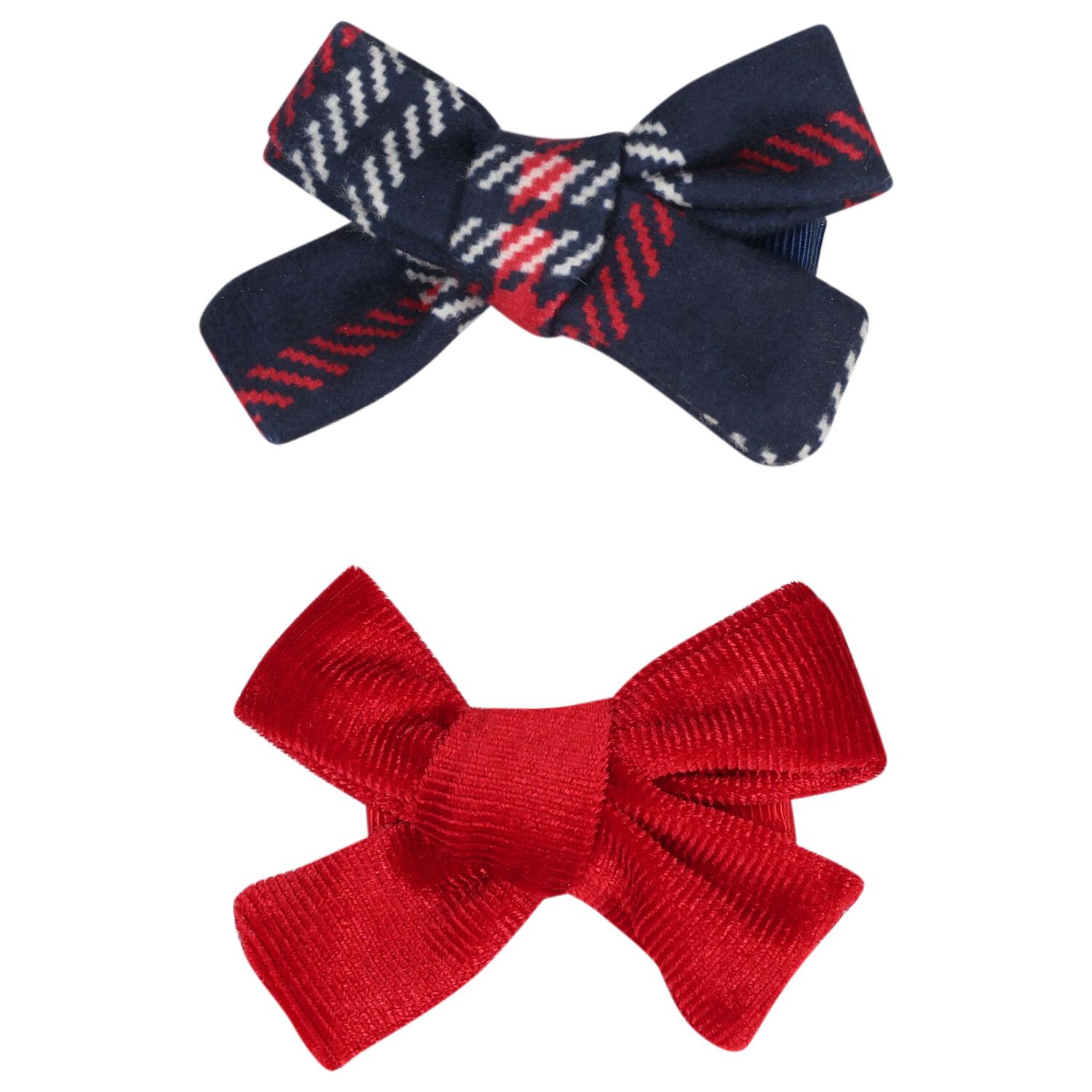 Girls Red and Navy Blue Bow Hairclips ( 2 Pack ), 2, hi-res