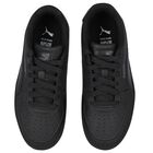 Black Logo Leather Trainers, 1, hi-res