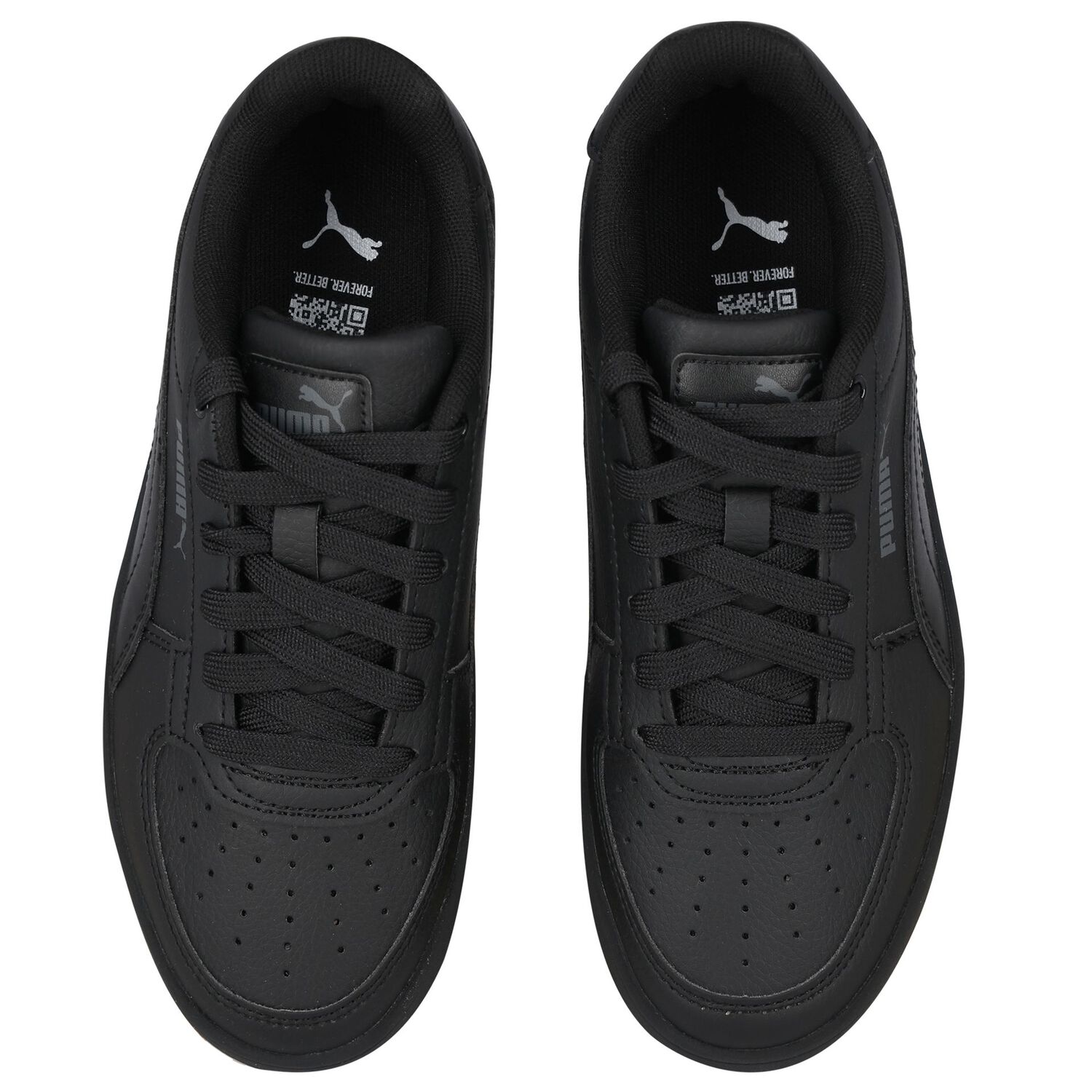 Black Logo Leather Trainers, 1, hi-res
