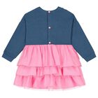 Girls Blue & Pink Flower Dress Set, 1, hi-res