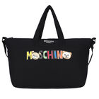 Black Teddy Bear Logo Baby Changing Bag, 1, hi-res