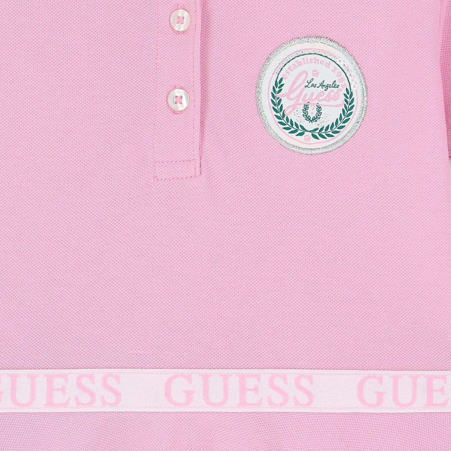 Girls Pink Logo Polo Dress, 2, hi-res image number null