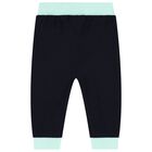 Baby Boys Navy Blue & Green Logo 3-Piece Tracksuit, 1, hi-res