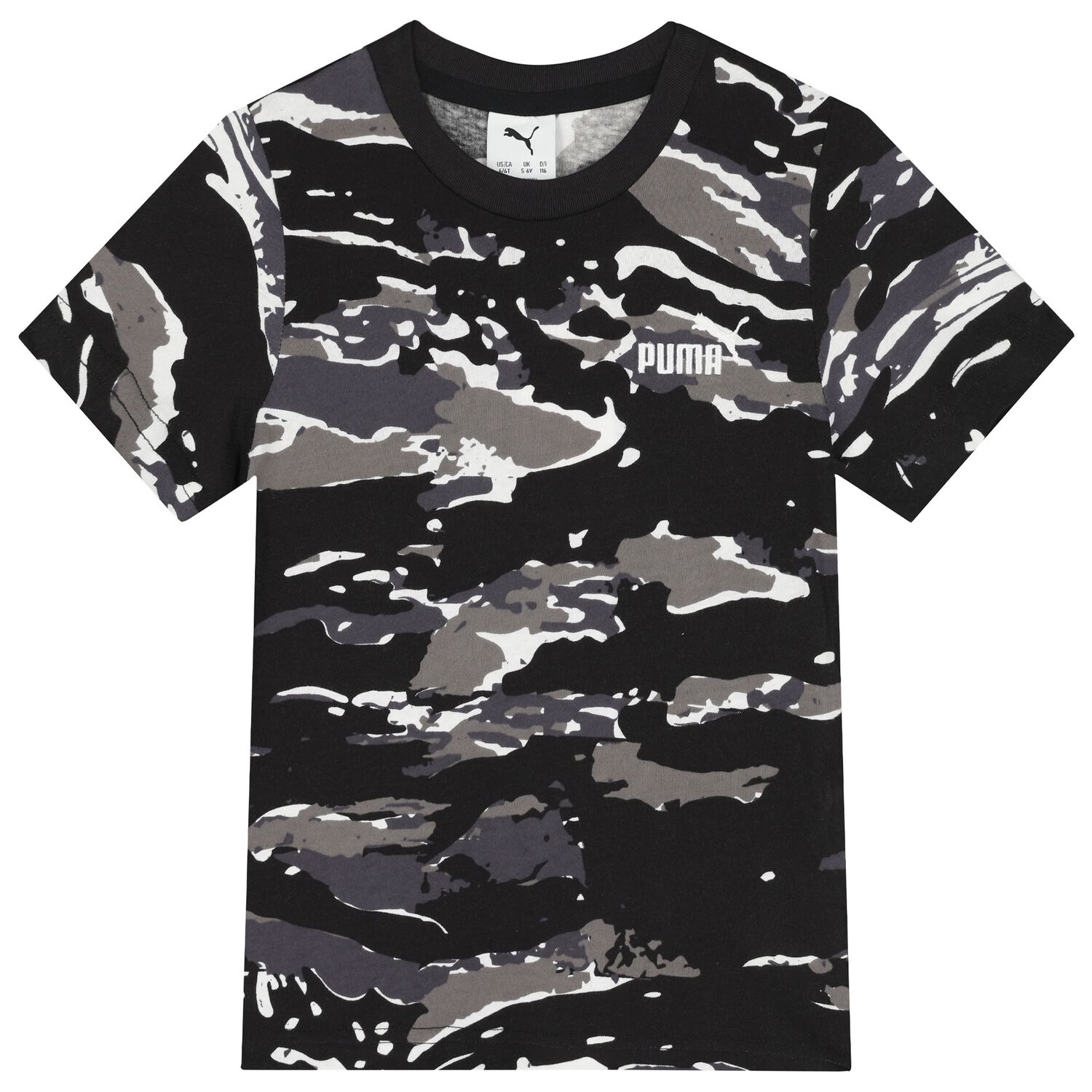 Boys Black Logo Camouflage T-Shirt, 1, hi-res
