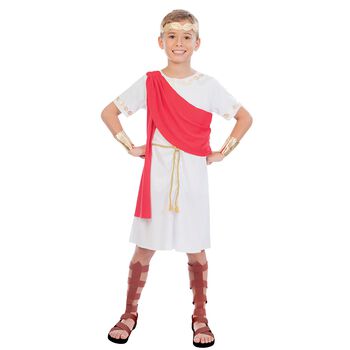 Boys White & Red Toga Costume