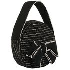 Girls Black Bow Tweed Handbag, 1, hi-res