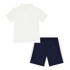 Baby Boys White & Blue Polo Bear Shorts Set, 1, hi-res