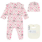 Baby Girls Ivory & Pink Logo Babygrow Set, 1, hi-res
