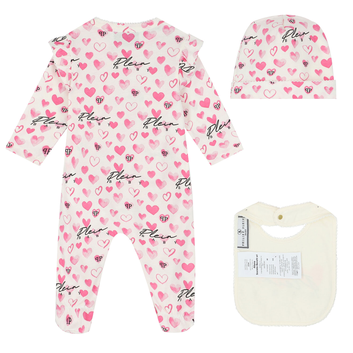 Baby Girls Ivory & Pink Logo Babygrow Set, 1, hi-res image number null