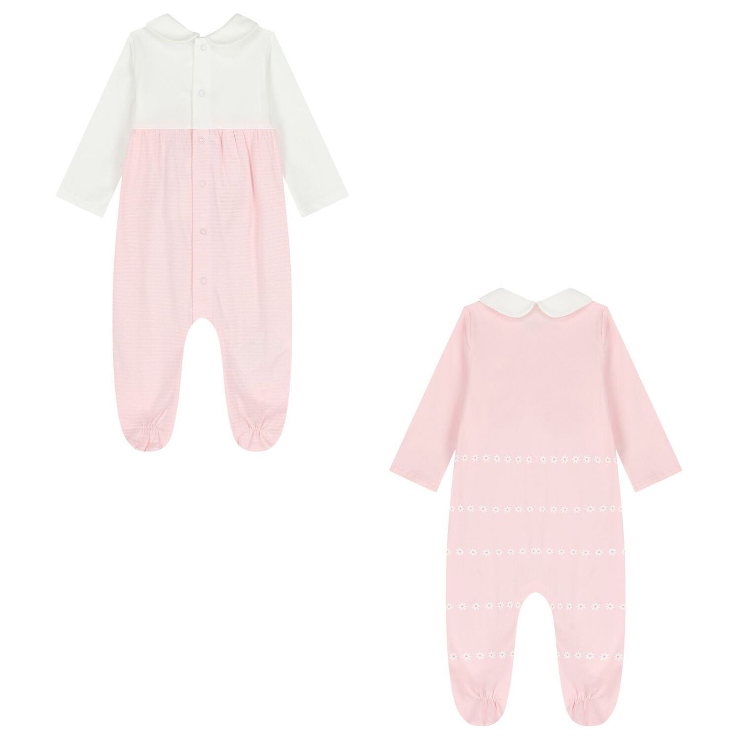Baby Girls Ivory & Pink Babygrows ( 2-Pack ), 1, hi-res