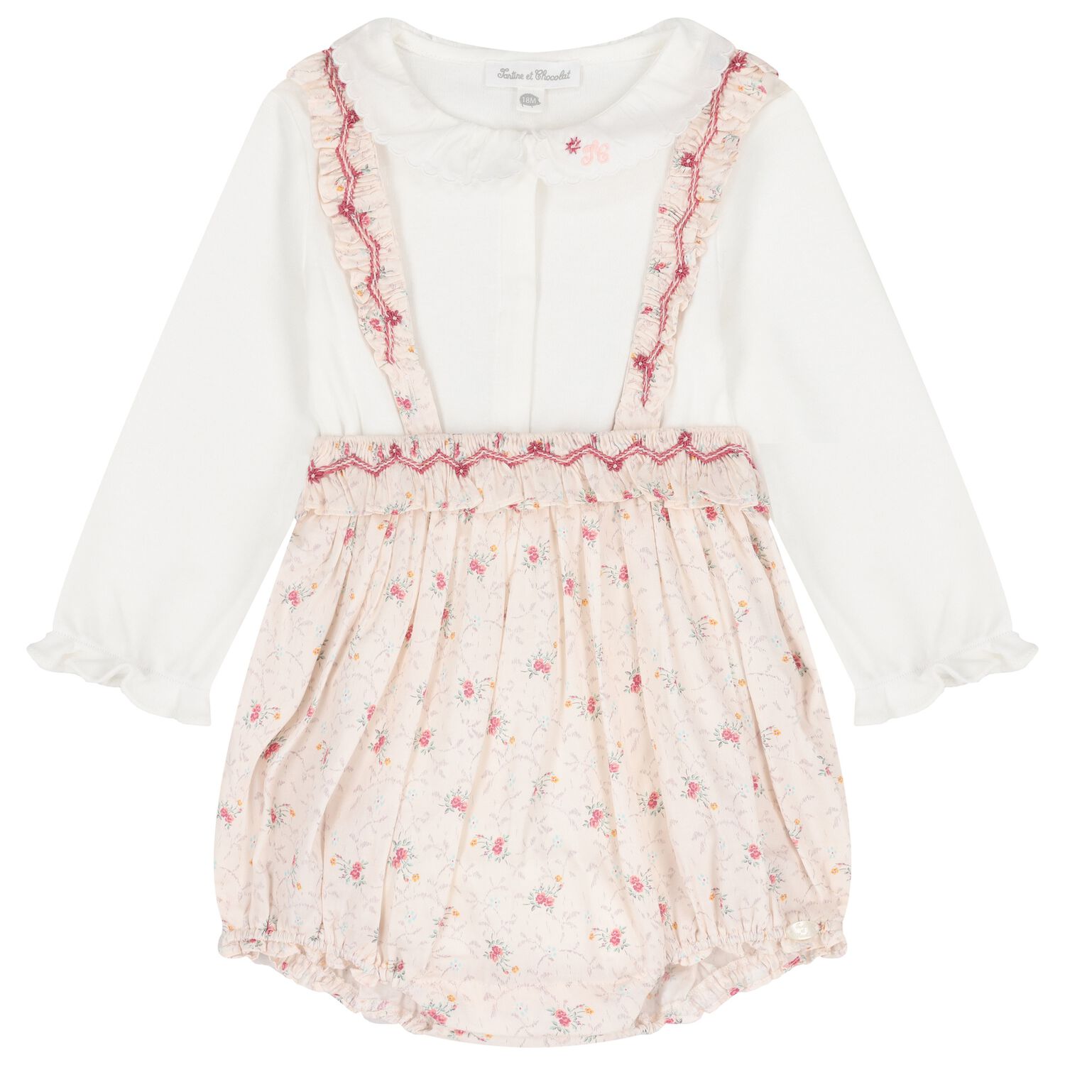 Baby Girls Ivory & Pink Floral Babysuit Set, 1, hi-res image number null