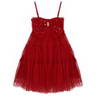 Girls Red Bow Tulle Dress, 1, hi-res
