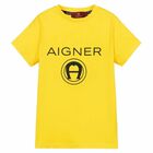 Boys Yellow Logo T-Shirt, 3, hi-res