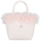 Girls Pink Logo Ruffled Hand Bag, 1, hi-res