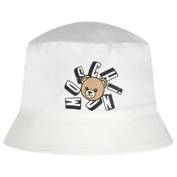 White Teddy Bear Logo Baby Hat