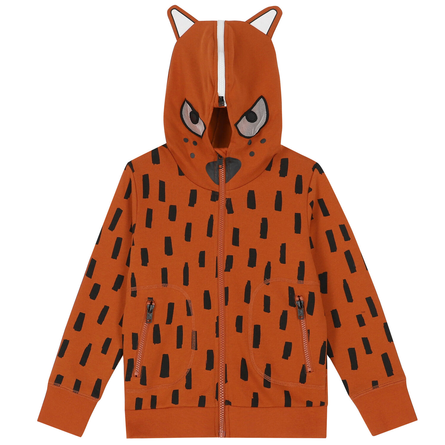 Boys Brown Fox Zip Up Top, 1, hi-res