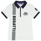 Boys White & Navy Blue Logo Polo Shirt, 1, hi-res
