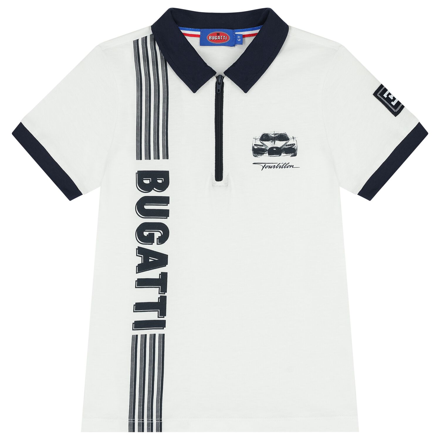 Boys White & Navy Blue Logo Polo Shirt, 1, hi-res