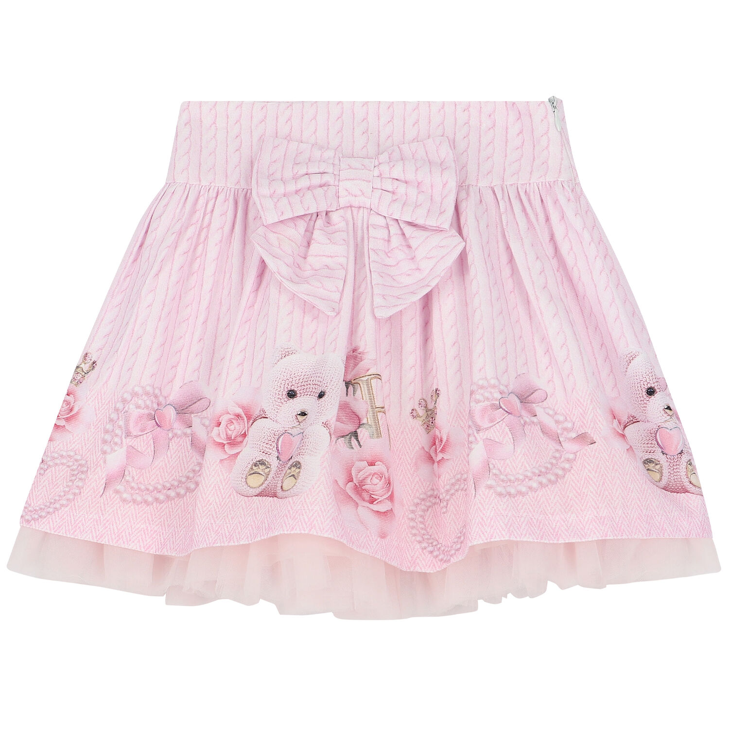 Girls Ivory & Pink Teddy Skirt Set, 1, hi-res