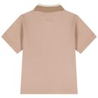 Boys Beige Logo Polo Shirt, 1, hi-res