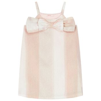 Girls Pink Bow Iridescent Dress