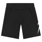 Boys Black Thunderbolt Logo Shorts, 2, hi-res