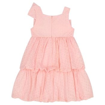 Girls Pink Bow Tiered Dress