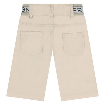 Younger Boys Beige Logo Shorts