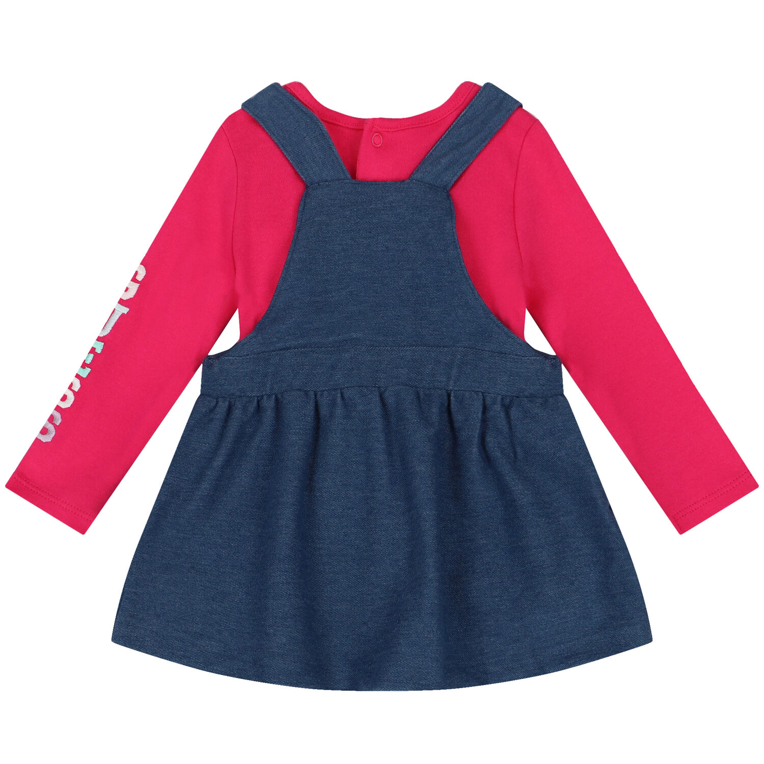 Baby Girls Pink & Blue Dungaree Set, 1, hi-res